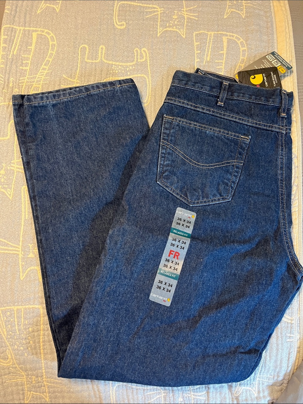 Men's Classic Dark Blue Straight-Leg Fire Retardant Jeans